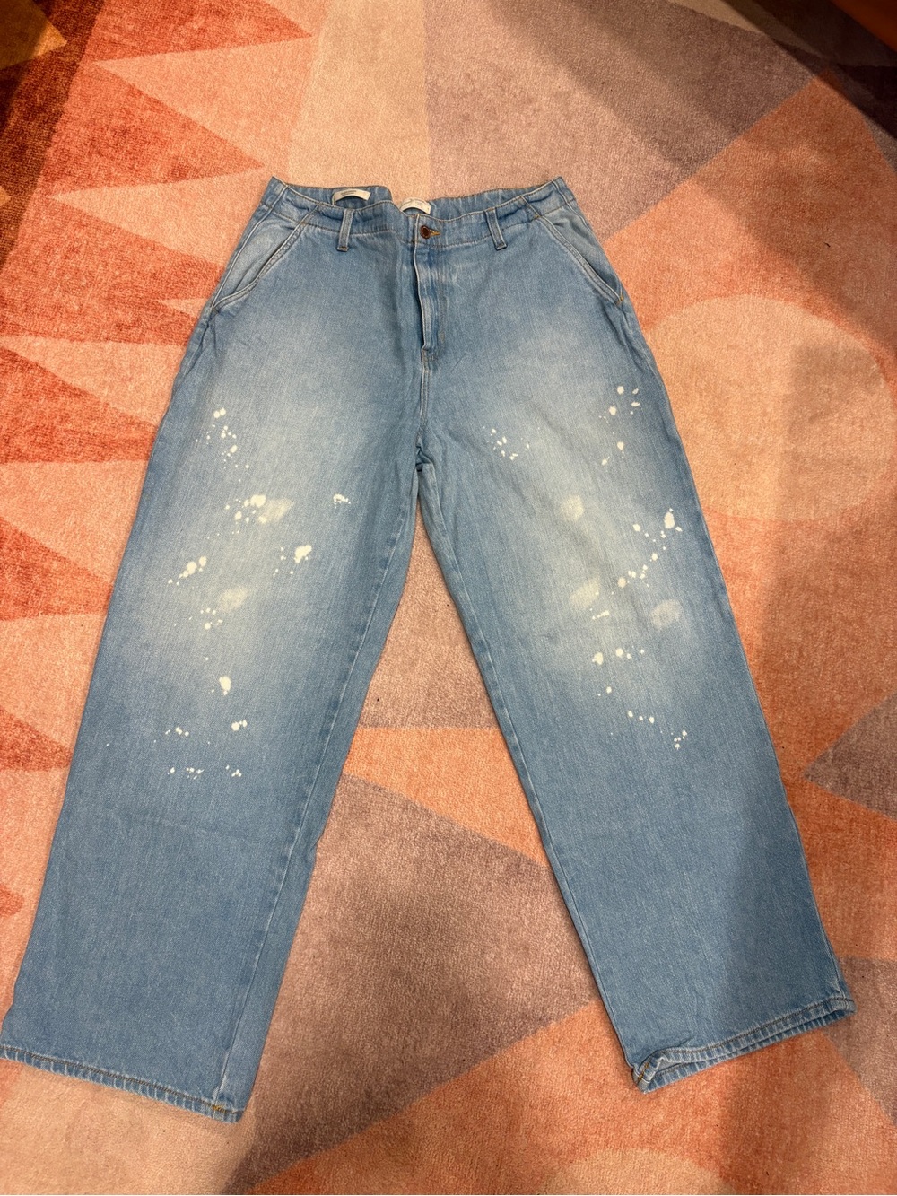 Universal Thread Relaxed Straight Jeans with Paint Splatter